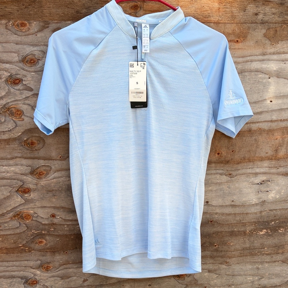 adidas Light Blue Short Sleeve Athletic Polo